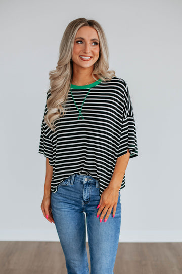 Cale Striped Top - Black Mix