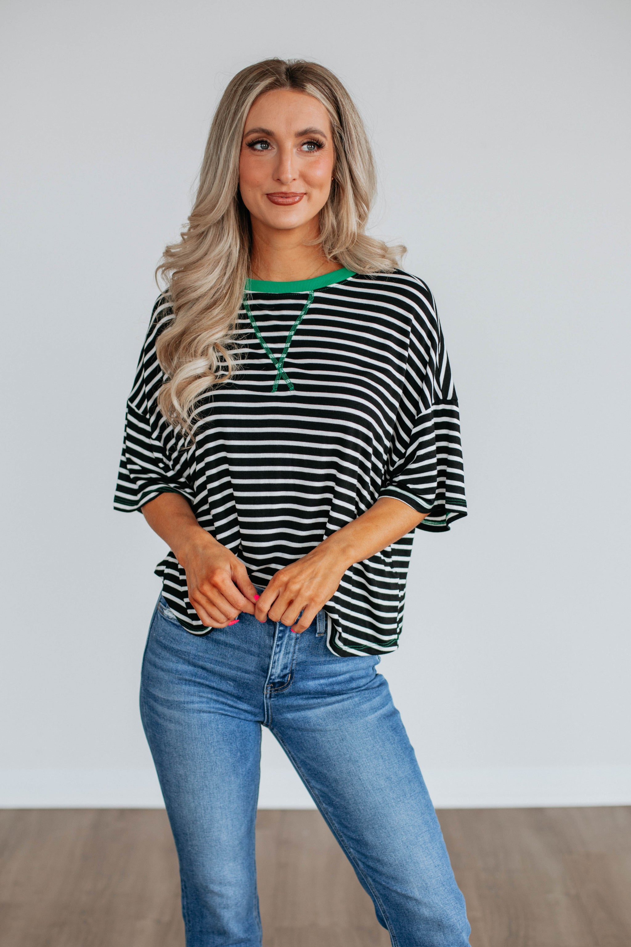 Cale Striped Top - Black Mix