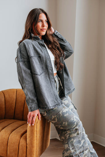 Callahan Denim Shacket - Vintage Black