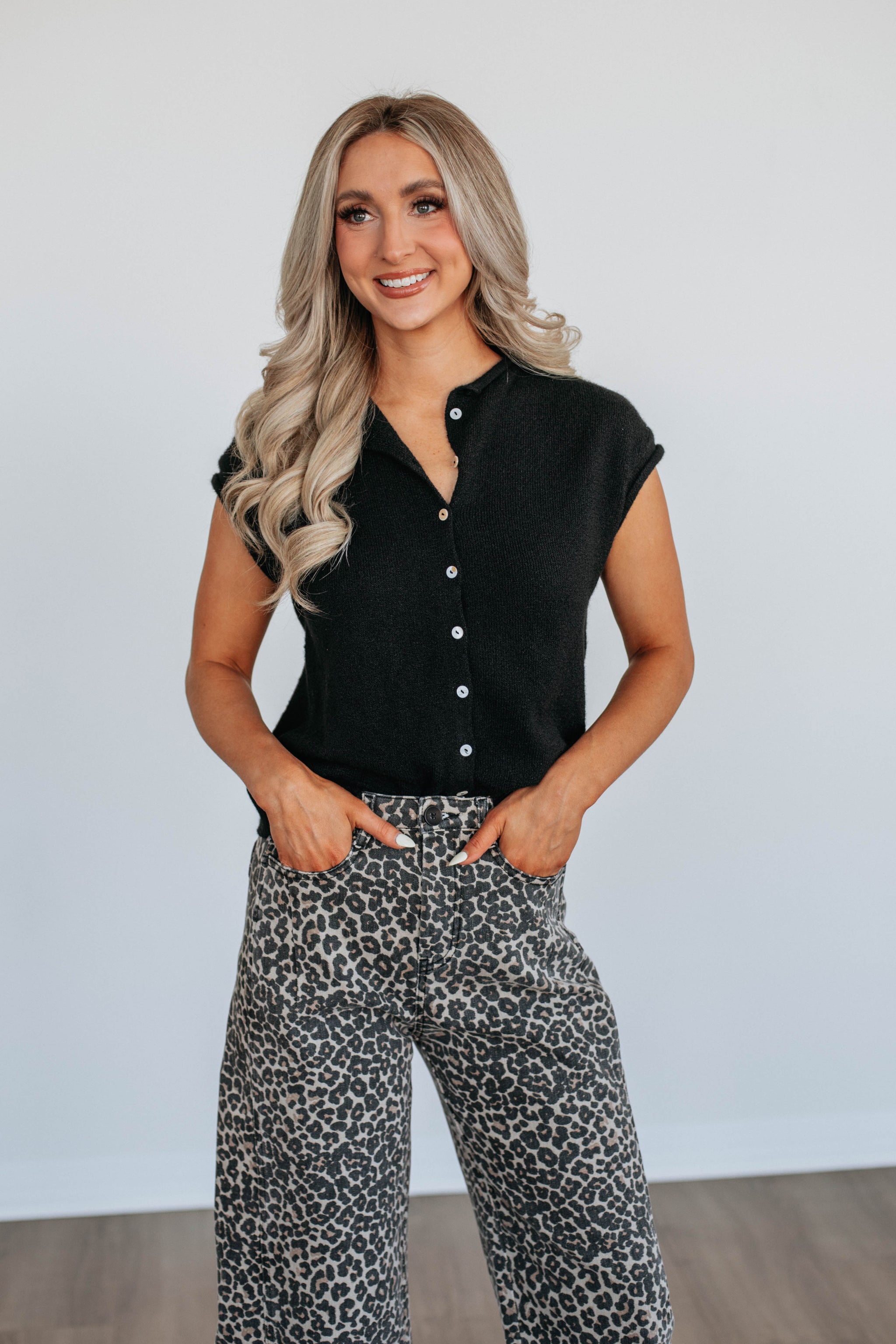 Camry Cardigan Top - Black