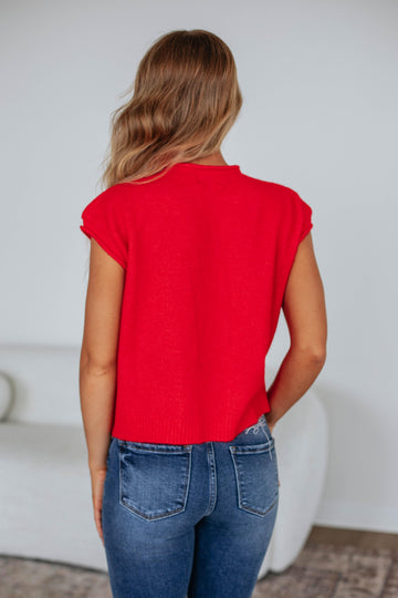Camry Cardigan Top - Cherry