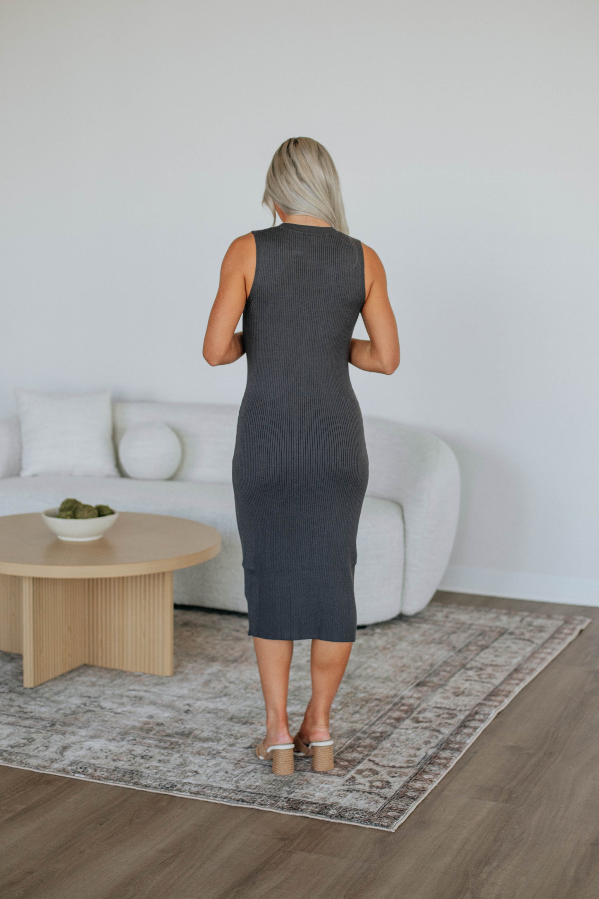 Carina Midi Dress - Charcoal