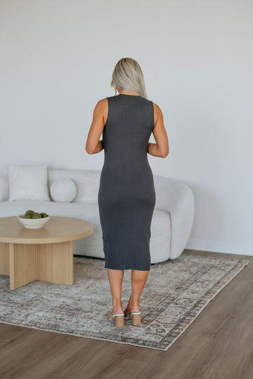 Carina Midi Dress - Charcoal