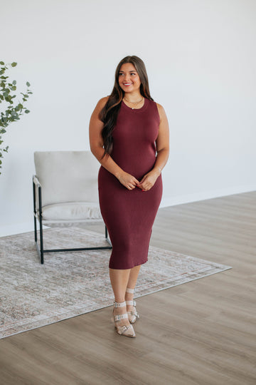 Carina Midi Dress - Merlot