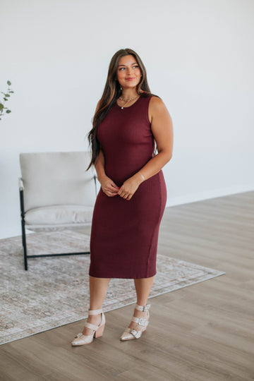 Carina Midi Dress - Merlot