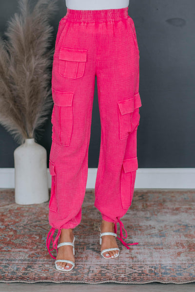 Casey Cargo Pants - Hot Pink