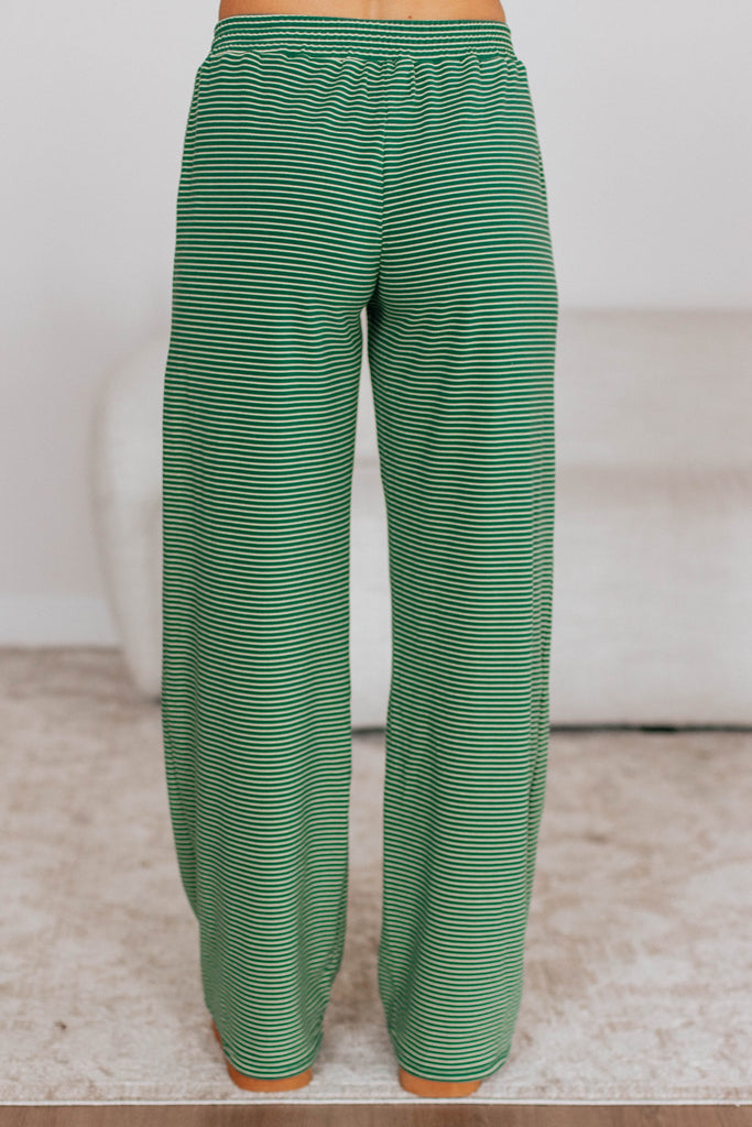 Cayla Striped Pants - Hunter Green Mix