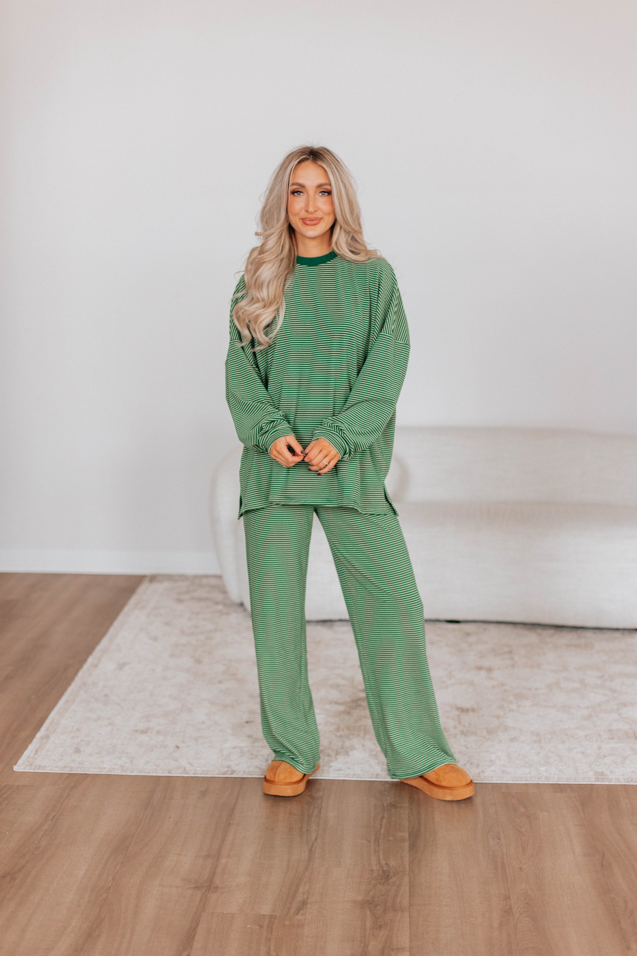 Cayla Striped Top - Hunter Green Mix