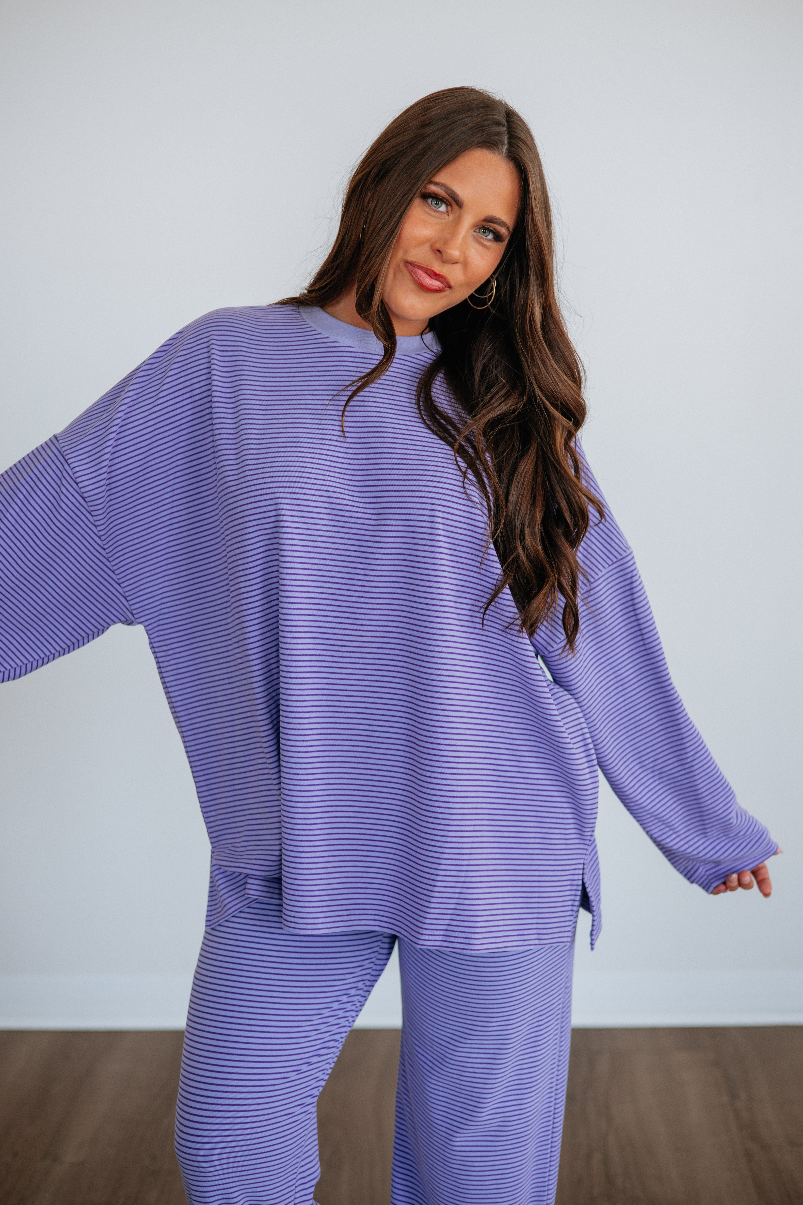 SUNDAYS BEST BORDER POCKET L/S ロンT パープル Cayla Striped Top - Lavender Mix – Wild Oak Boutique