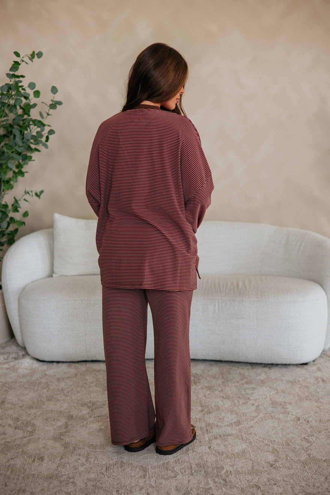 Cayla Striped Top - Cocoa Mix