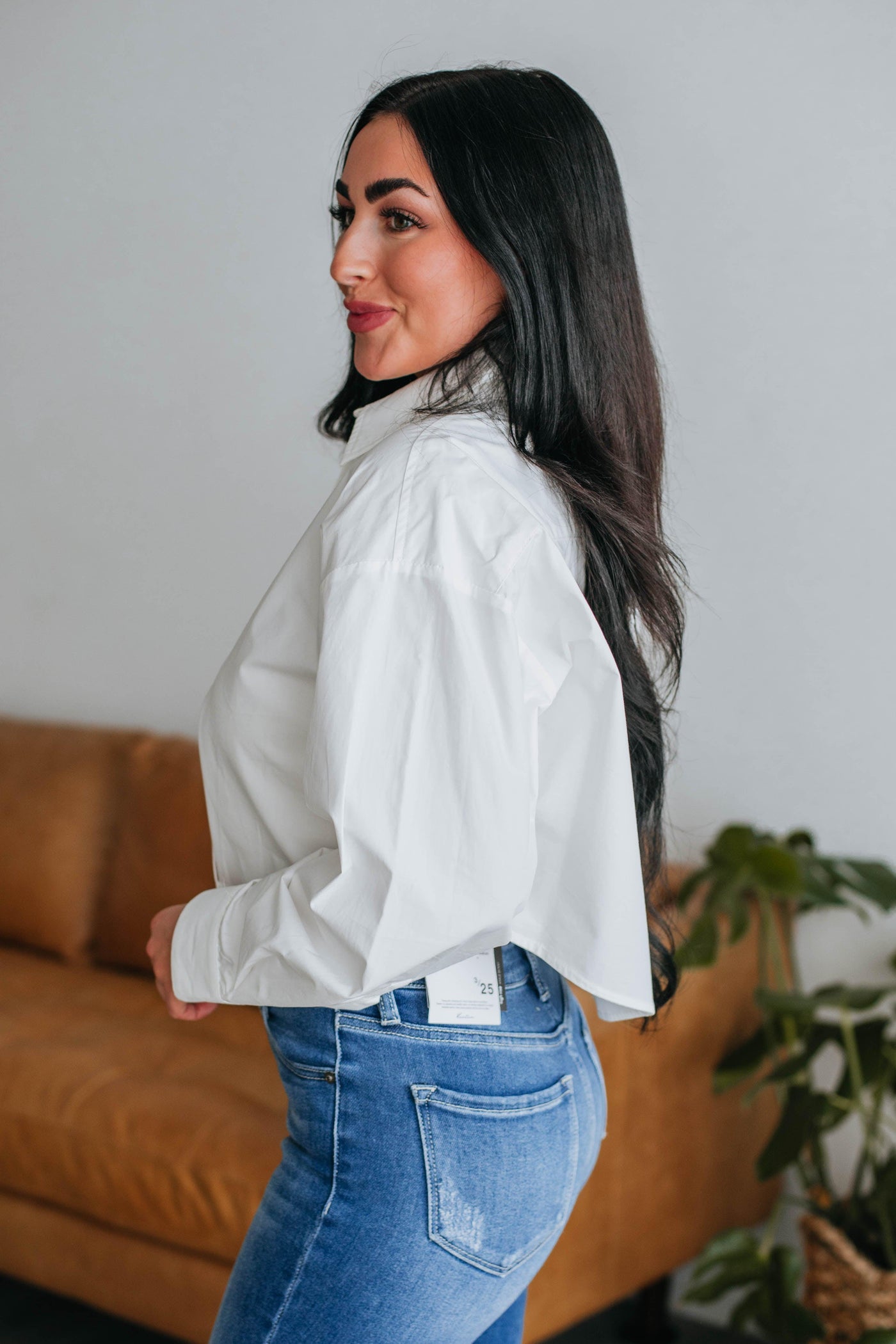 Charity Cropped Button Down - Ivory