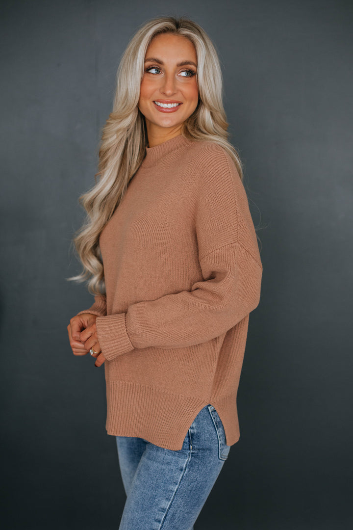 Chelsea Mock Neck Sweater - Clay