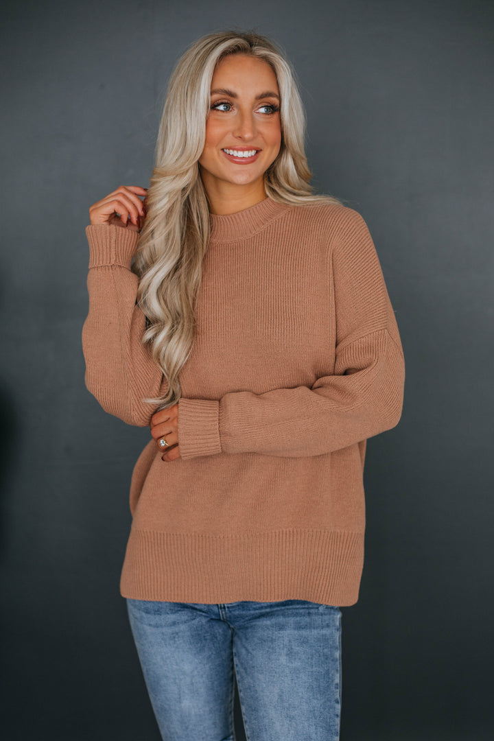 Chelsea Mock Neck Sweater - Clay