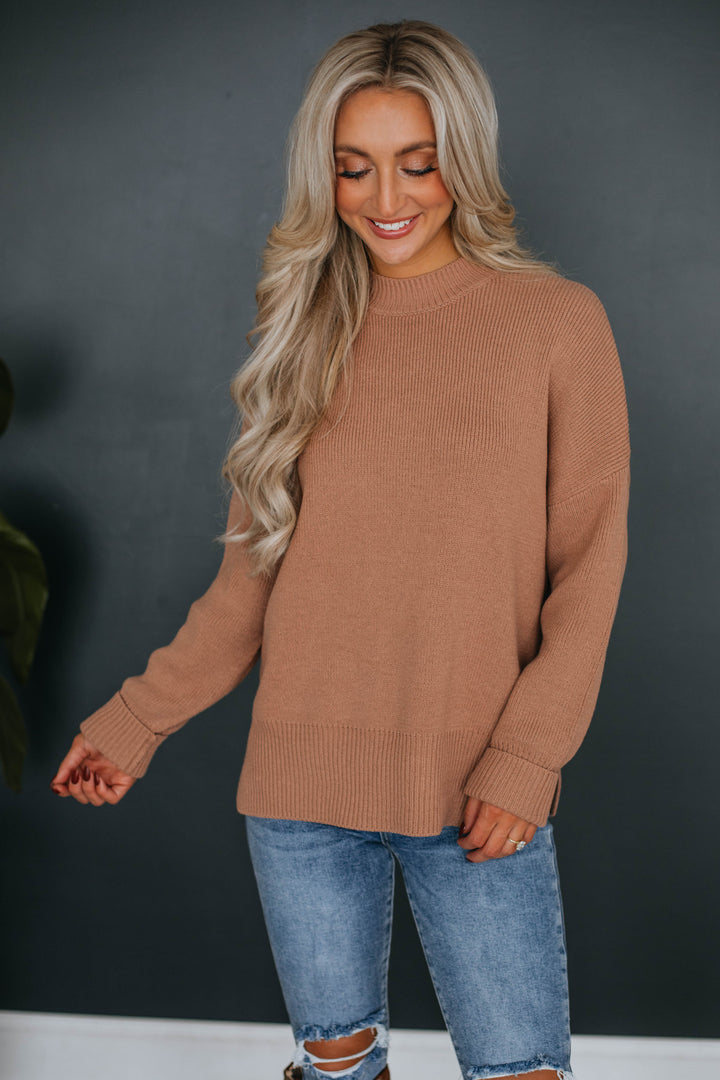 Chelsea Mock Neck Sweater - Clay