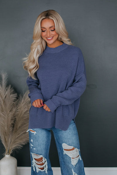 Chelsea Mock Neck Sweater - Indigo