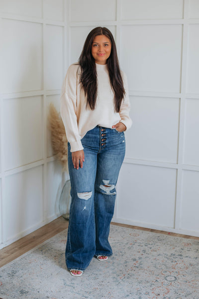 Chelsea Mock Neck Sweater - Natural