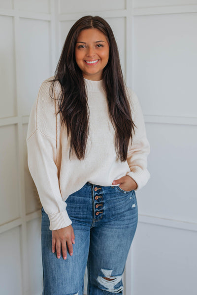 Chelsea Mock Neck Sweater - Natural
