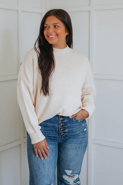 Chelsea Mock Neck Sweater - Natural