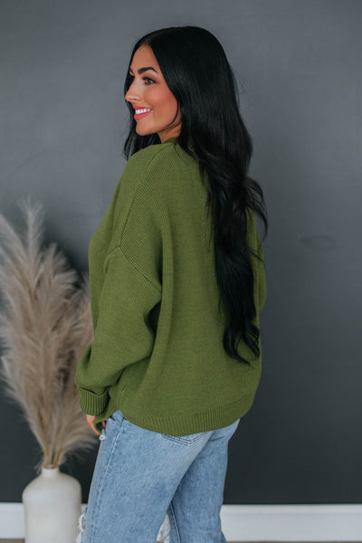 Chelsea Mock Neck Sweater - Olive