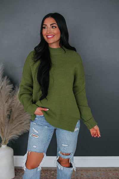Chelsea Mock Neck Sweater - Olive