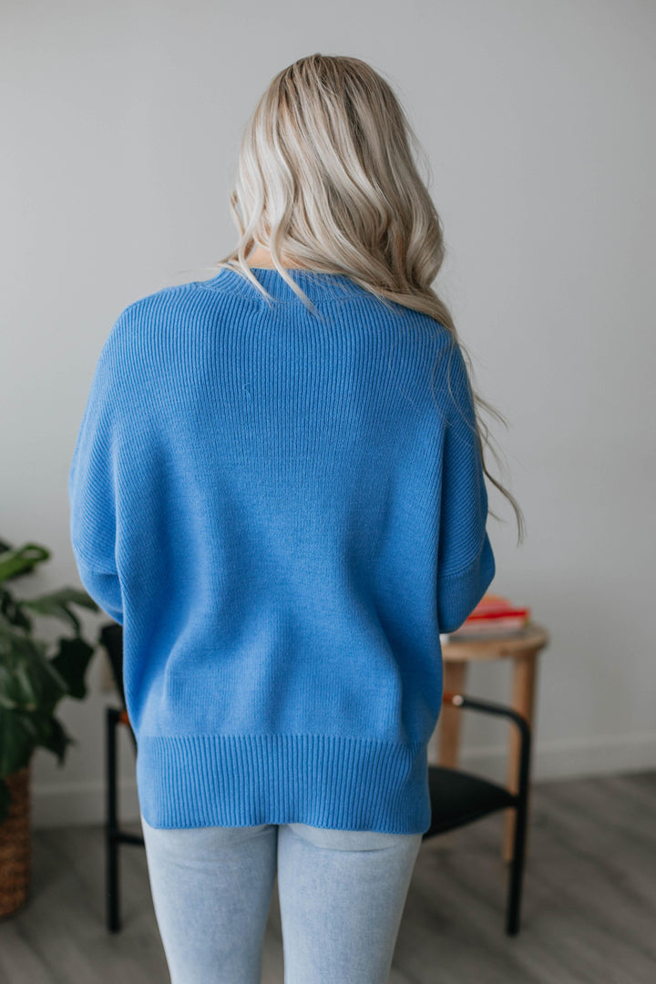 Chelsea Mock Neck Sweater - Royal Blue