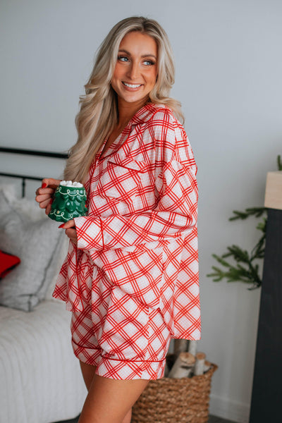 Christmas Morning Satin Pajama Top