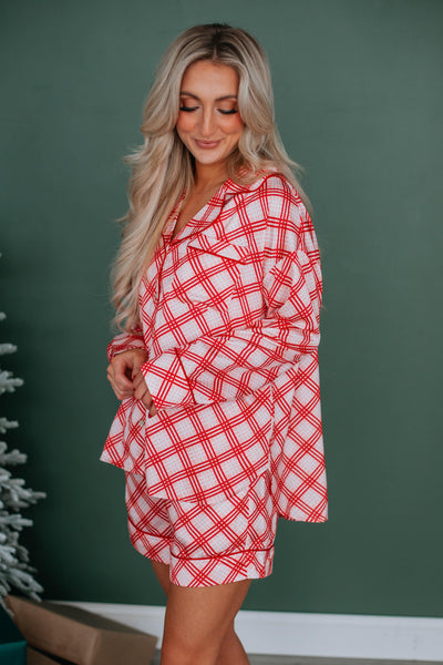 Christmas Morning Satin Pajama Top