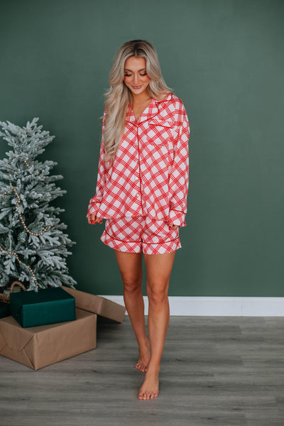 Christmas Morning Satin Pajama Top