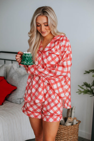 Christmas Morning Satin Pajama Top