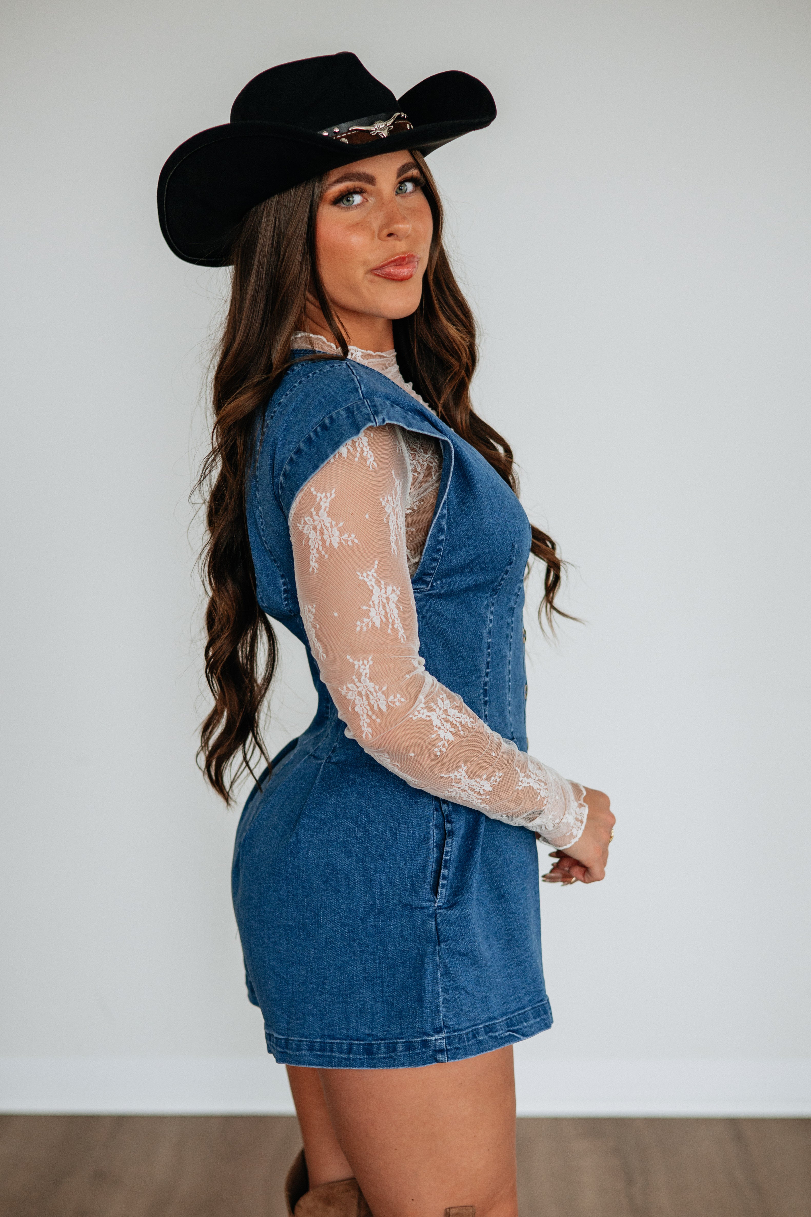 Chrissa Denim Romper Wild Oak Boutique Chrissa Denim Romper Wild Oak Boutique