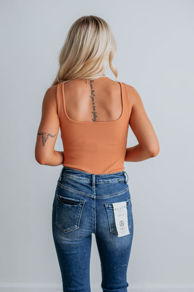 Dahlia Ribbed Bodysuit - Clay