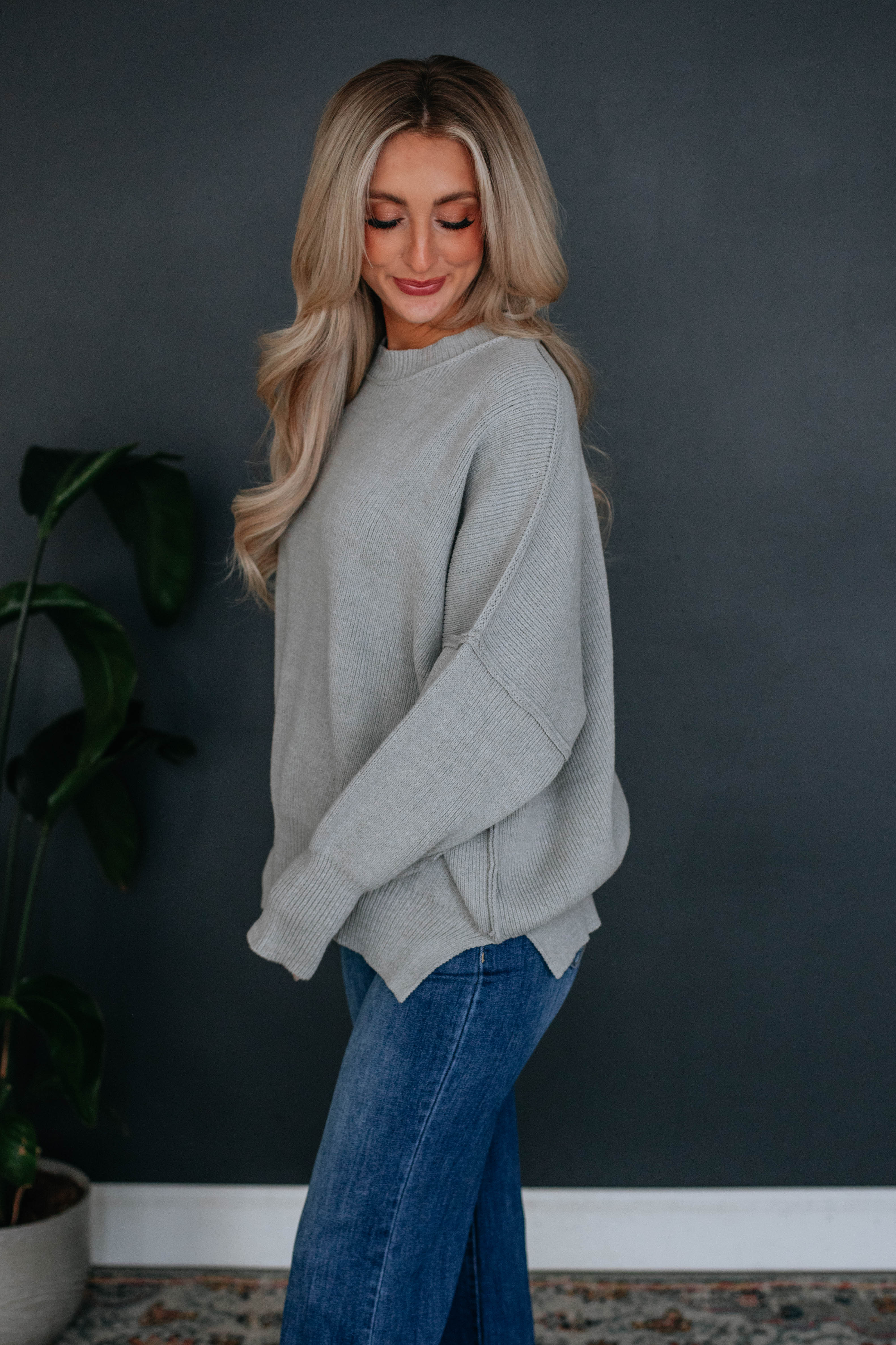 Dallas Oversized Sweater - Grey – Wild Oak Boutique