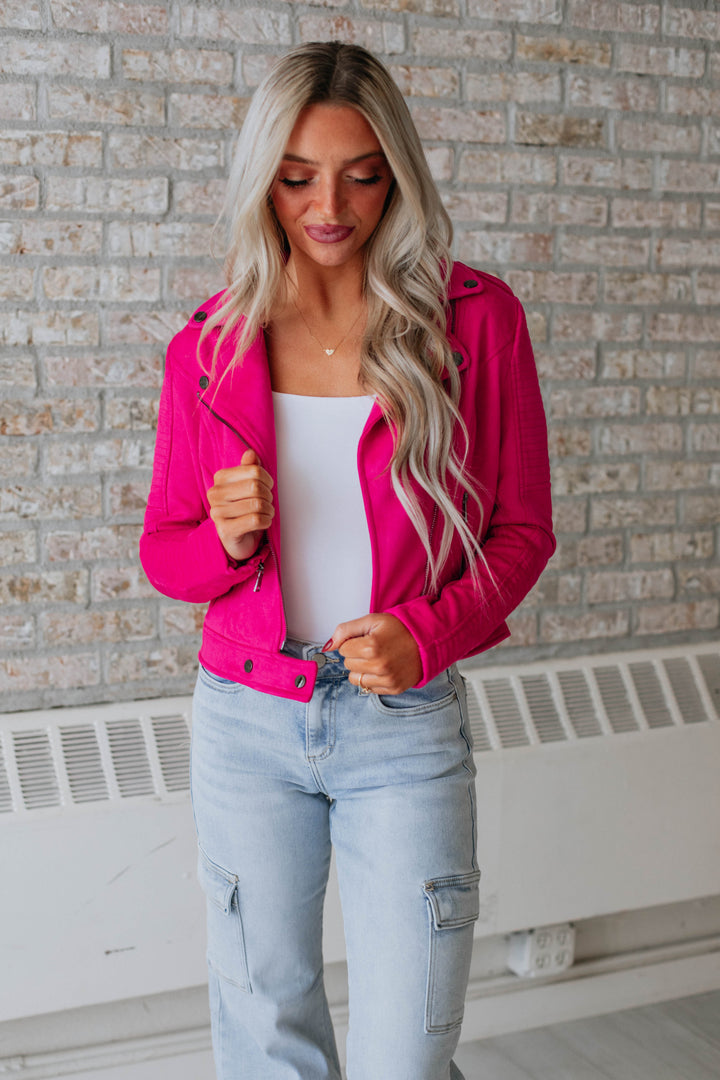 Dani Suede Jacket - Hot Pink