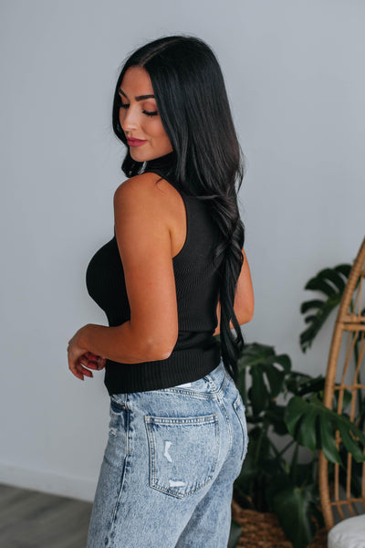 Darby Mock Neck Tank - Black