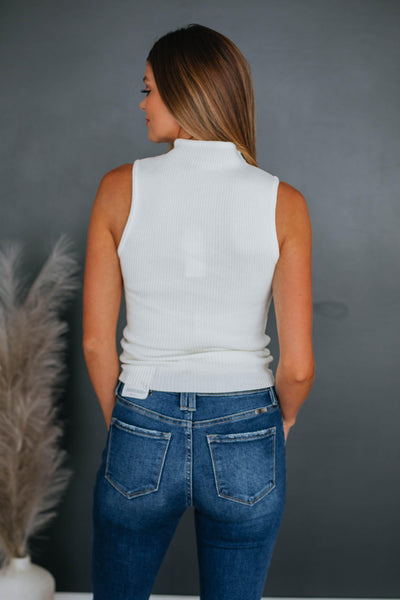 Darby Mock Neck Tank - Ivory