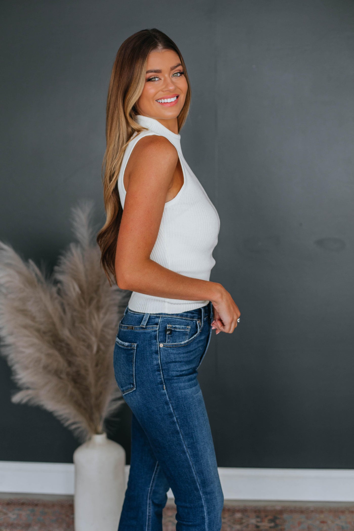 Darby Mock Neck Tank - Ivory