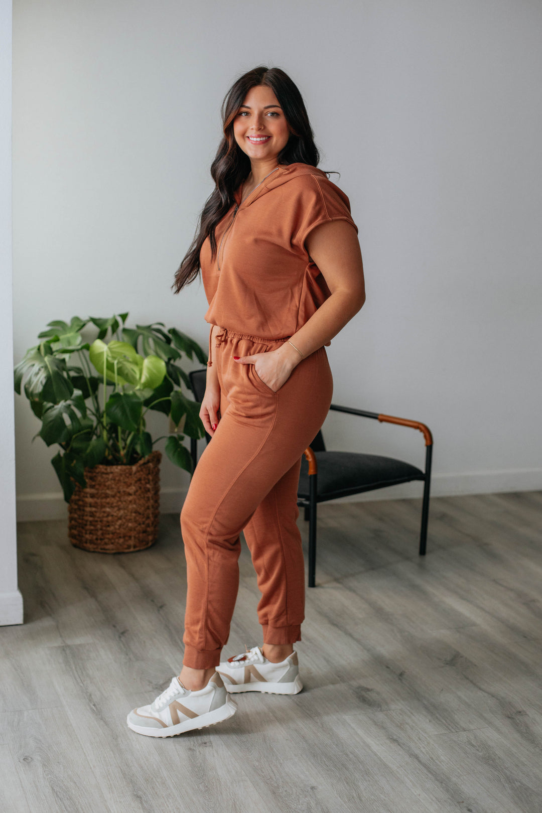 Darianna Hooded Jumpsuit - Clay