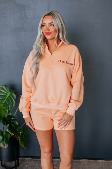 Don't Know Don't Care Pullover - Apricot