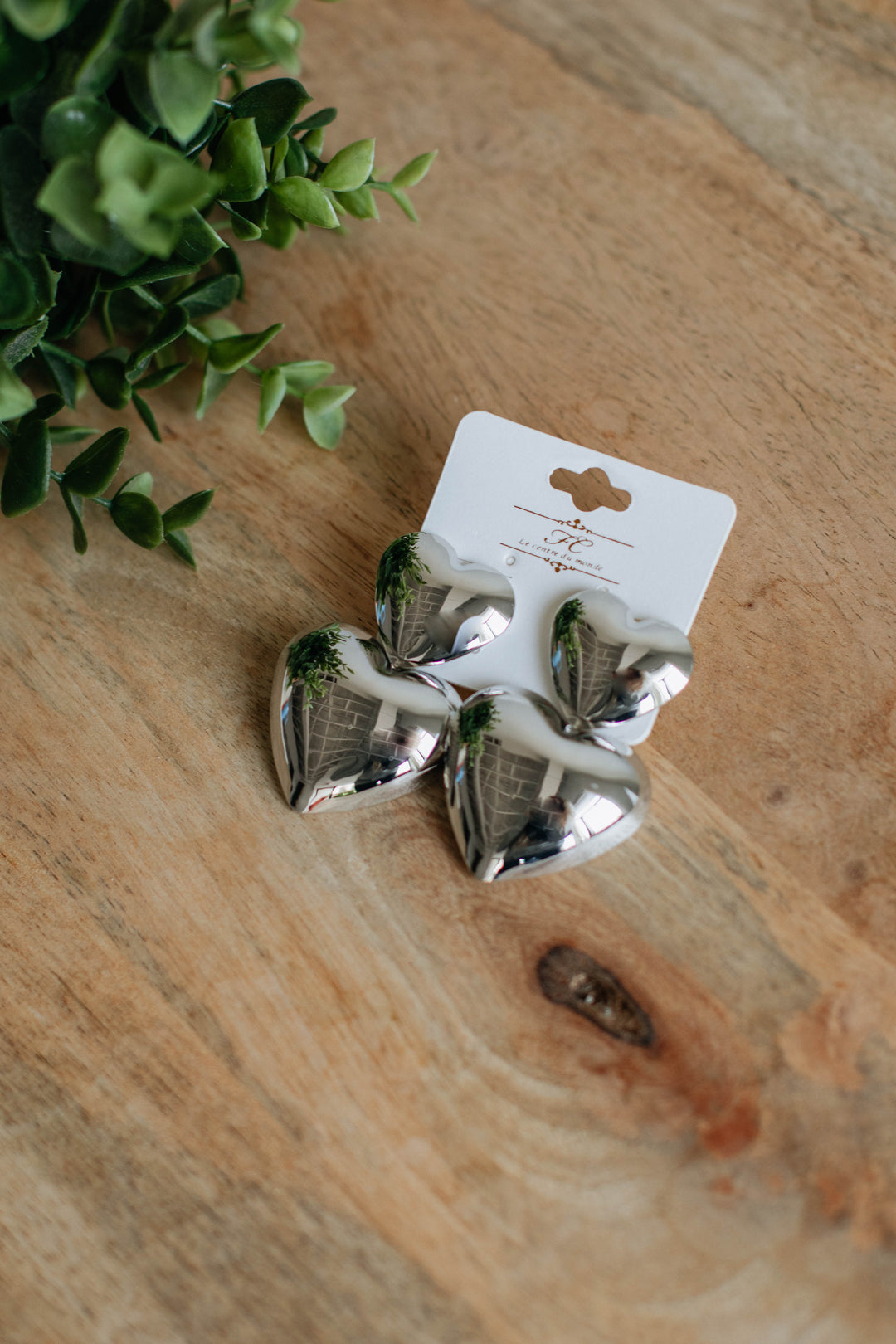 Double Heart Earrings - Silver