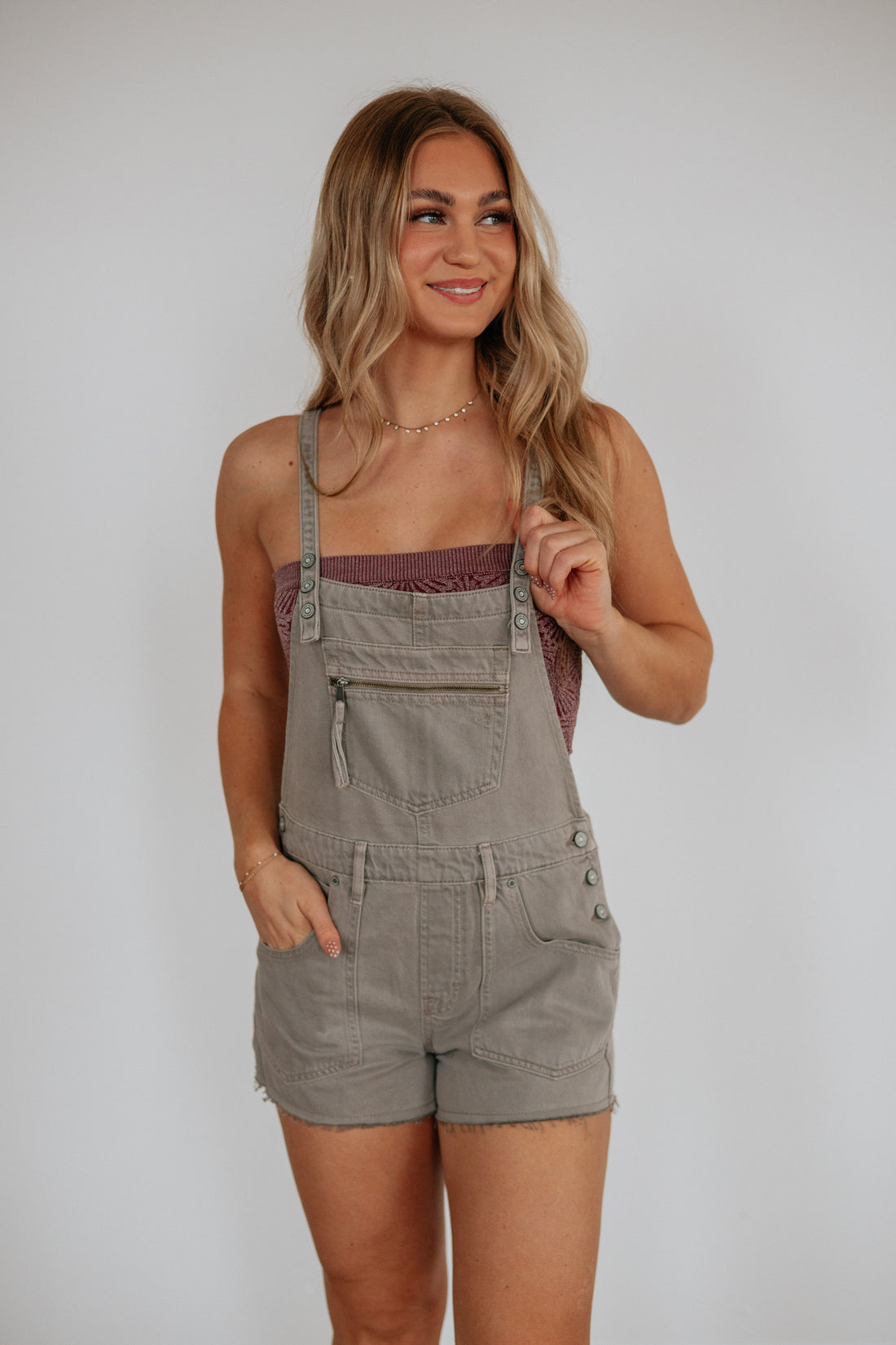 Dylan Hidden Short Overalls - Gravel
