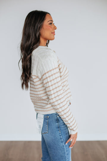 Emaline Striped Cardigan - Taupe Mix