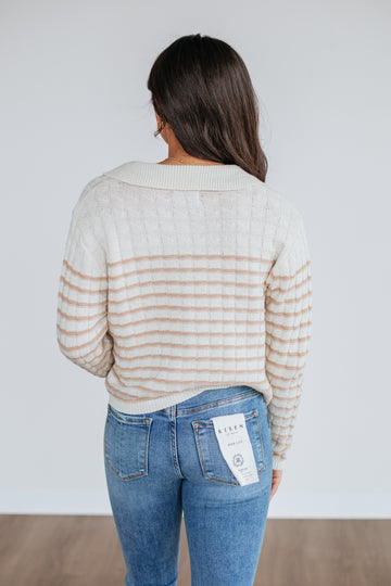 Emaline Striped Cardigan - Taupe Mix