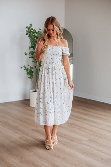 Joylin Floral Midi Dress - Periwinkle Mix