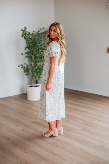 Joylin Floral Midi Dress - Periwinkle Mix