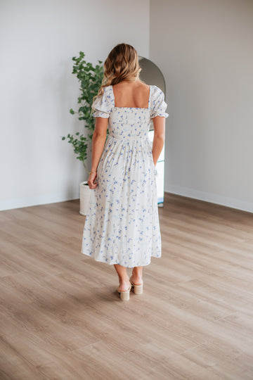 Joylin Floral Midi Dress - Periwinkle Mix