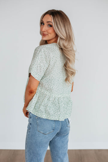 Chloe Floral Top - Hunter Green Mix