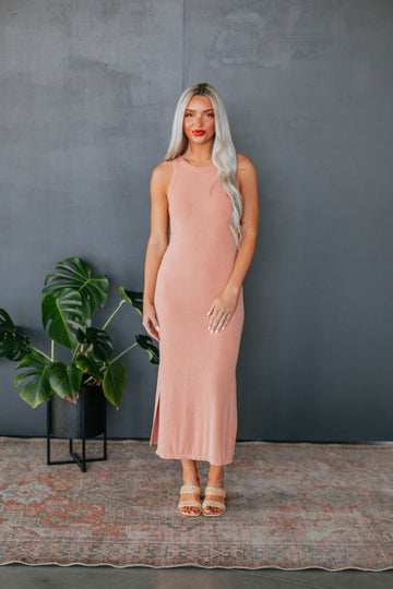 Edeny Ribbed Dress - Papaya
