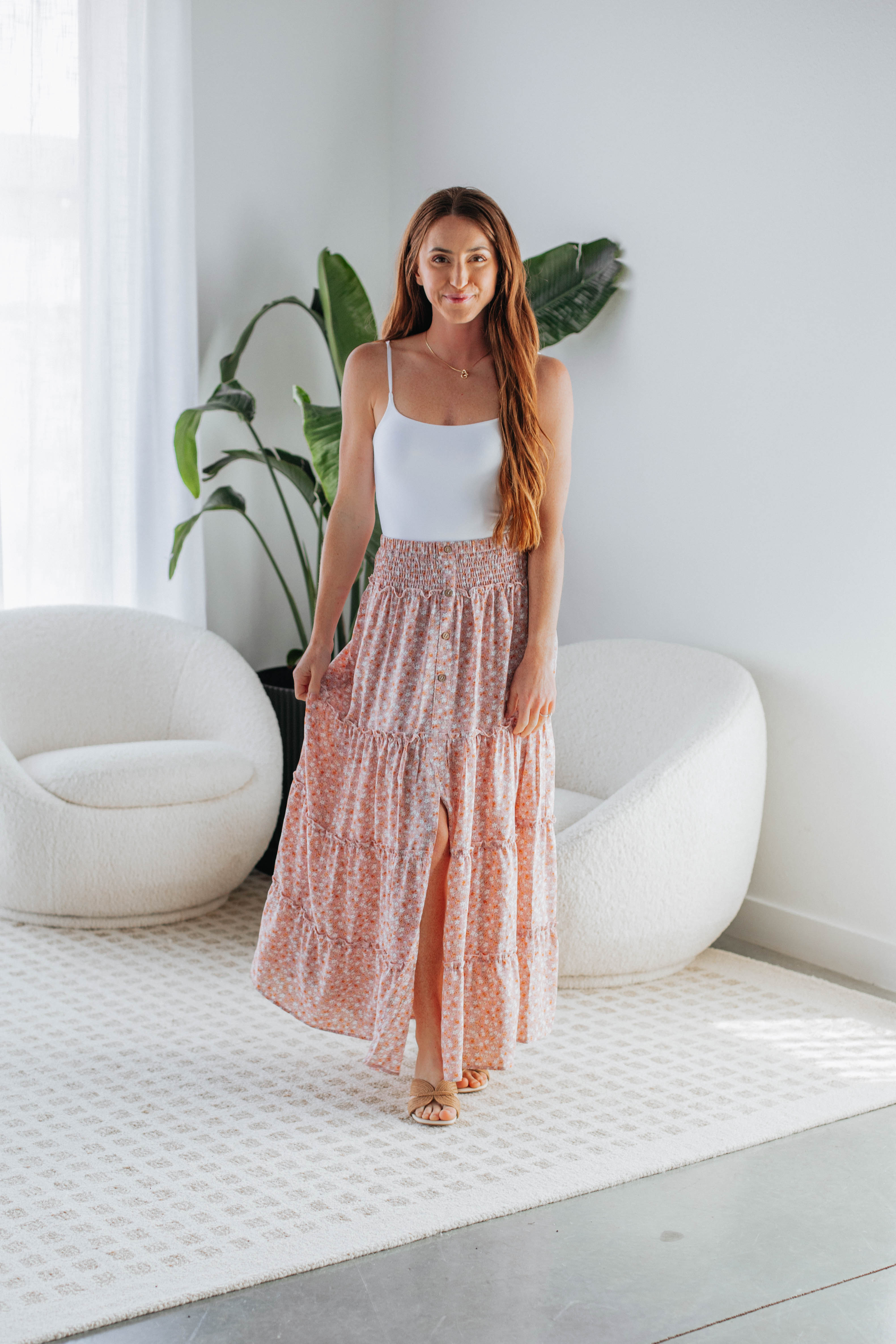 Eleanor Tiered Maxi Skirt Mauve Mix Wild Oak Boutique
