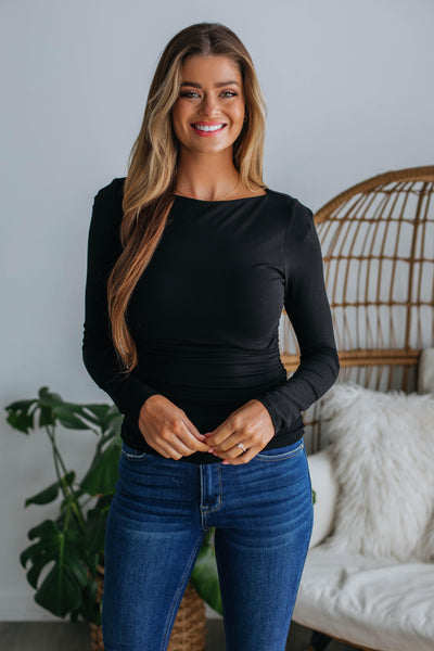 Elton Ruched Top - Black