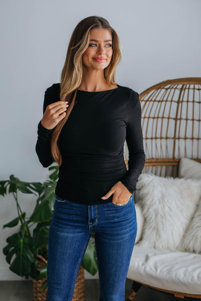 Elton Ruched Top - Black